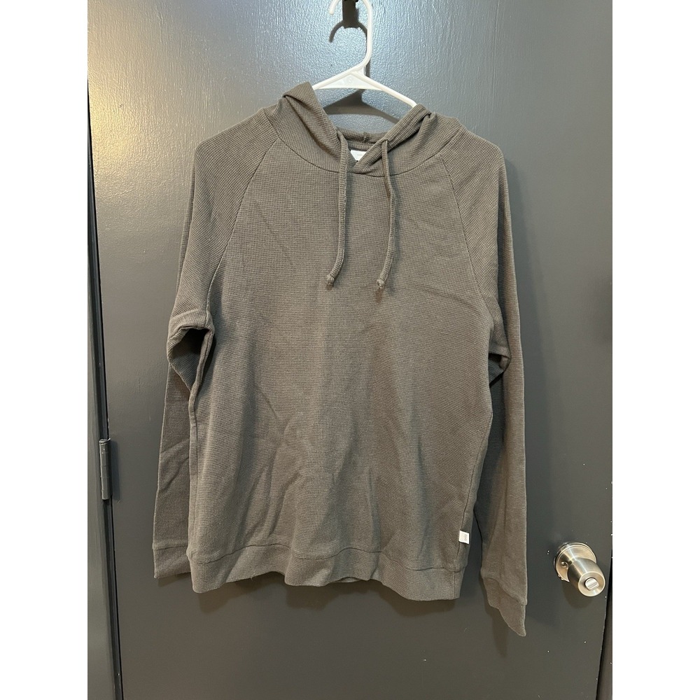 Onia Men's Thermal Waffle Pullover Hoodie Sweatshirt Gray Sz M